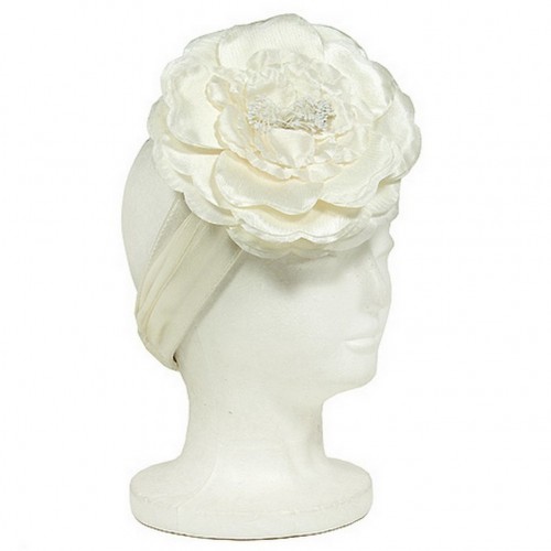 Fascinator Headbands w/ Large Silk Flower - Ivory - HB-S10-1713IV
